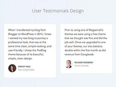 User Testimonials Design customers testimonials users