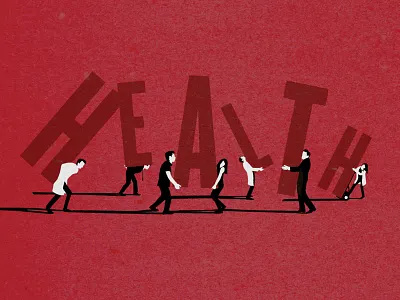 Health burden editorial illustration health illustration red