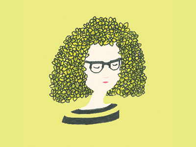 Flowers In Her Hair curly hair drawing illustration people portrait self portrait sketchbook