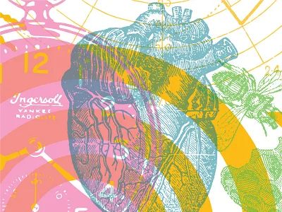 Core Values Mural bee clock collage heart mural