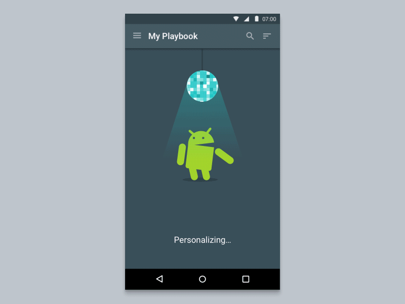 Google Playbook – Personalization Animation android animation app developer google material design motion personalization playbook reading ribot