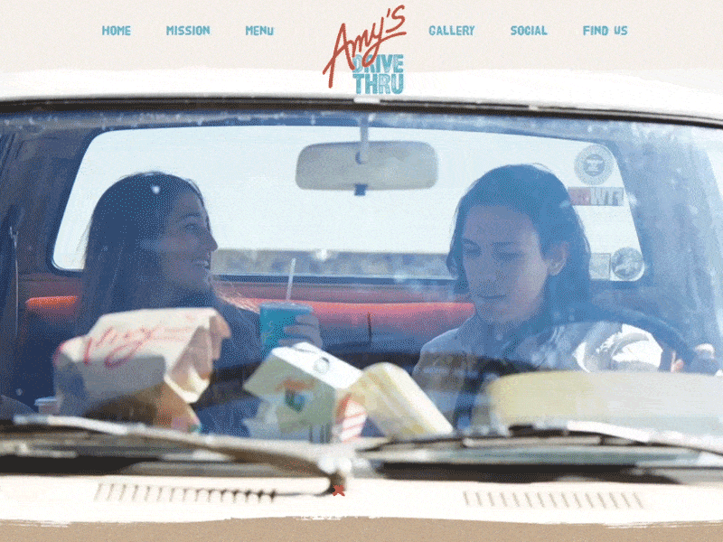 Amy's Drive Thru - Homepage Transition amys drive thru bright grid healthy illustration layout people responsive restaurant ui ux web