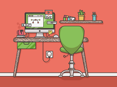 Home Office character e commerce flat flat design icon logo logo design mac minimal office social ui
