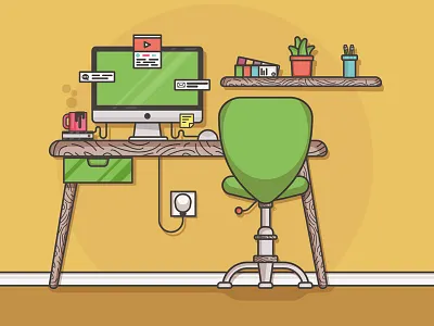 Home Office v1 character e commerce flat flat design icon logo logo design mac minimal office social ui