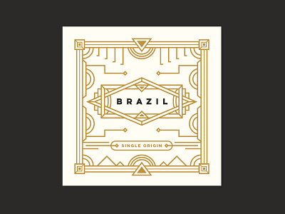 Brazil Coffee Card badge border coffee illustration line art logo mark packaging pattern single origin