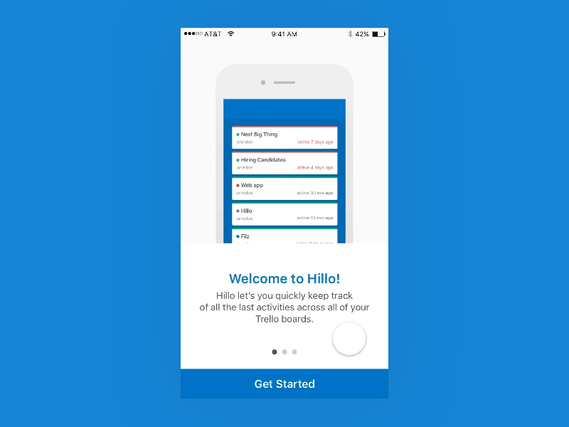 Hillo Onboarding boards cards framer onboarding productivity prototype trello