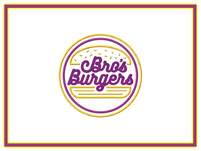 Bro's Burgers unused logo burger food truck logo neon