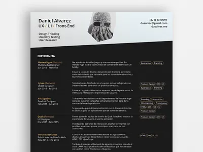 Updated Résumé curriculum cv experience job minimal print resume