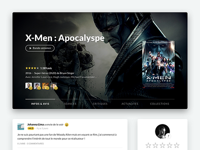 UI update on Ciné-Loisirs cinemur film friends media center movies rating showtime social theater ui update