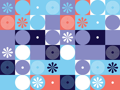 Circles, Bursts, and Dots. burst circles dots grid pattern playful pop squares
