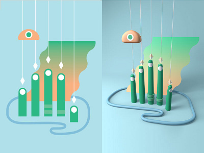 OK Dang #2 3d art c4d cinema 4d gradient hand weird