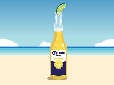 Ahhh Summer Fridays beach beer bottle corona lime ocean summer vector