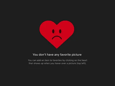 No Favorites dark empty state heart illustration ui