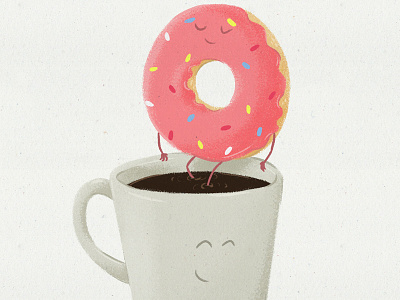 Taking a Dip coffee donuts drawing drink food illustration