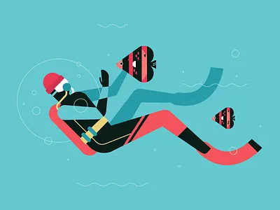 Jacques Cousteau blue bubble cousteau diver fish jacques line monoweight red scuba teal water