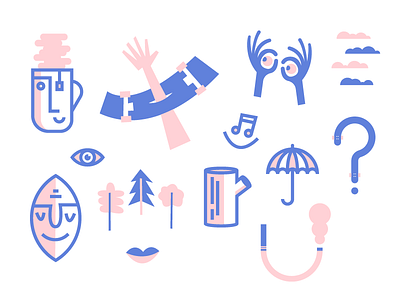 Slingin' them vectors design doodle face fill flat hand illustration skateboarding stroke umbrella vector