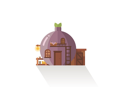 Onion House art building creative cute design flat graphic illustration onion simple town vector