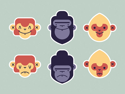 Monkeys ape colors design flat graphic illustration illustrator monkey onefold simple
