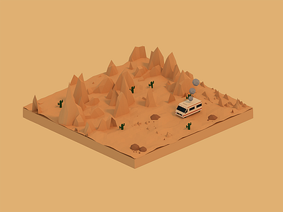 Breaking Bad Low Poly Scene blender breaking bad caravan cooking cycles desert jesse pinkman low poly meth render smoke walter white