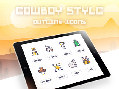 SA9527- Cowboy stylc icon cowboy icon outline sa9527