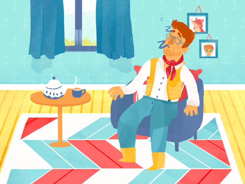 Odaya - Veltan sleeping armchair color gif illustration odaya sleeping veltan