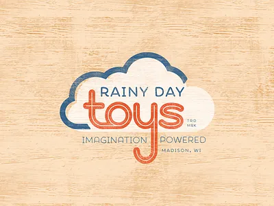 Rainy Day Toys Logo antique day distressed logo rainy toys vintage wood