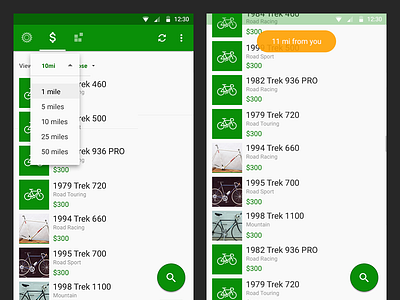 Sprocket Android 1.4 Location/Distance Filter bicycle distance filter location market marketplace material menu sell sprocket toast ux
