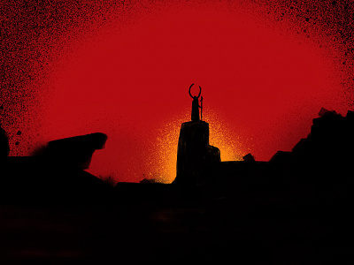 Black on Red horns illustration ipad procreate red silhouette