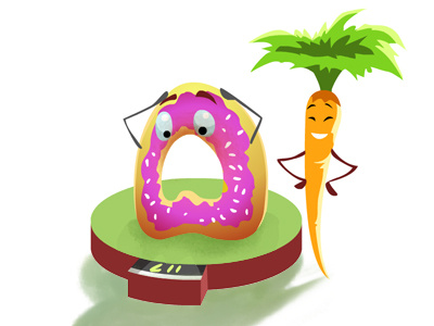 Doughnut Donut is upset with its weight :( cake carrot diet emotions health humor nutrition overweight tape