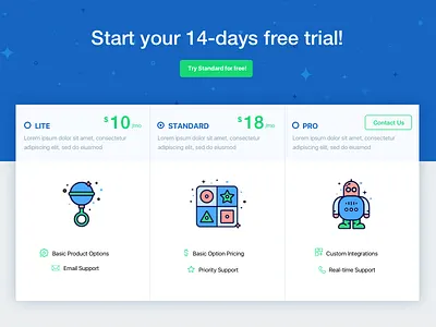 Pricing page pricing toy