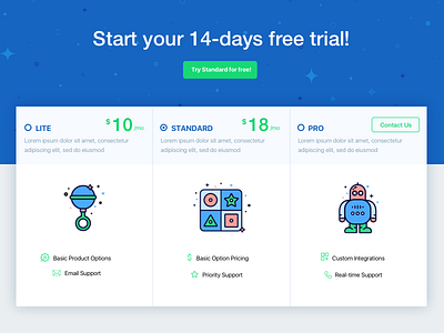 Pricing page pricing toy