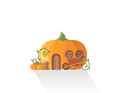 Pumpkin House art building creative cute design flat graphic illustration pumpkin simple town vector