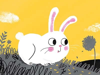 Sunflower bunny childrens digital illustration photoshop publishing