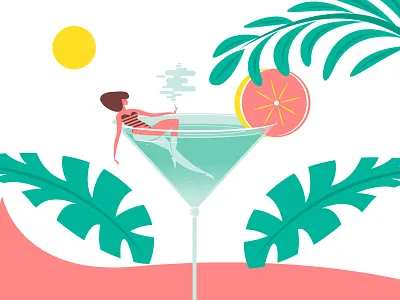 Cocktail cocktail holiday margarita pinup sea swiming vector