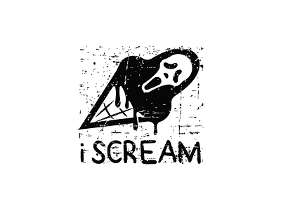 iScream black horror ice cream illustration logo scream white