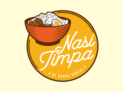 Nasi Timpa Logo Badge badge drawn food hand identity logo market nasi popup street timpa vintage