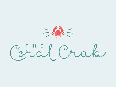 The Coral Crab beach brand branding coastal coral identity logo teal