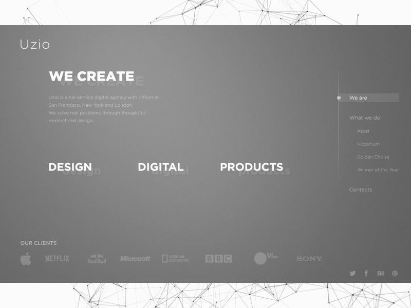 Uzio - Digital Agency of New Generation after effects agency animation cinema 4d digital gif ui website