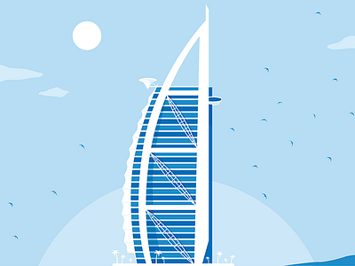 Flat illustration for Google achitecture building flat illustration jumeirah poster