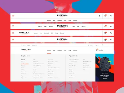 Headers color e commerce fashion magazine multicolor product shop store ui ui kit ux