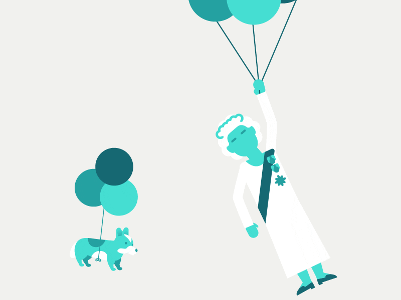 Happy 90th Birthday Queenie animation balloon character dog england green motion motion graphics queen vector