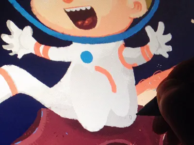 Astro Girl - WIP girls illustration kidlitart space
