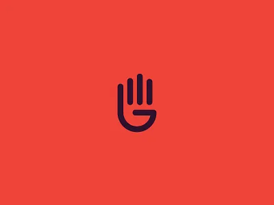 G + Hand clever edwin carl capalla g hand logo minimal red simple
