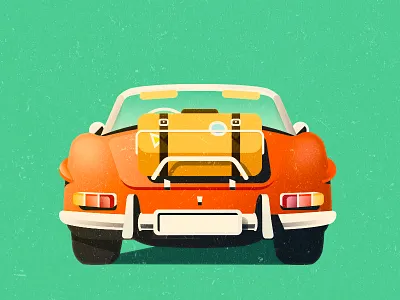 Roadster WIP car flat illustration luggage print retro roadster texture travel vector vintage wip