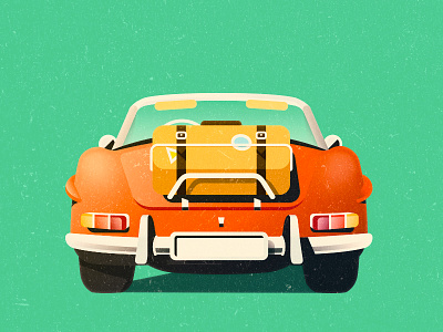 Roadster WIP car flat illustration luggage print retro roadster texture travel vector vintage wip