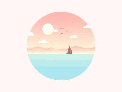 Scenery icon the boat the lake the sun the sunset the wild goose