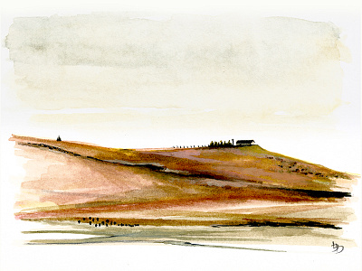 Lonely Lands illustration landscape watercolor west