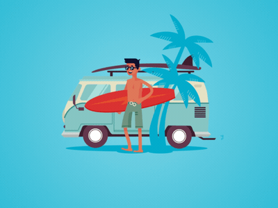 Let's Go Surfin' after effects animation graphics illustration motion surf