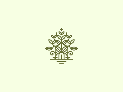 Green Temple green icon leaf logo monoline natural star temple