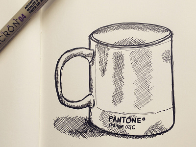 Pantone Mug Sketch doodle handdrawing handdrawn handmade illustration ink monochrome mug paper pen sketch